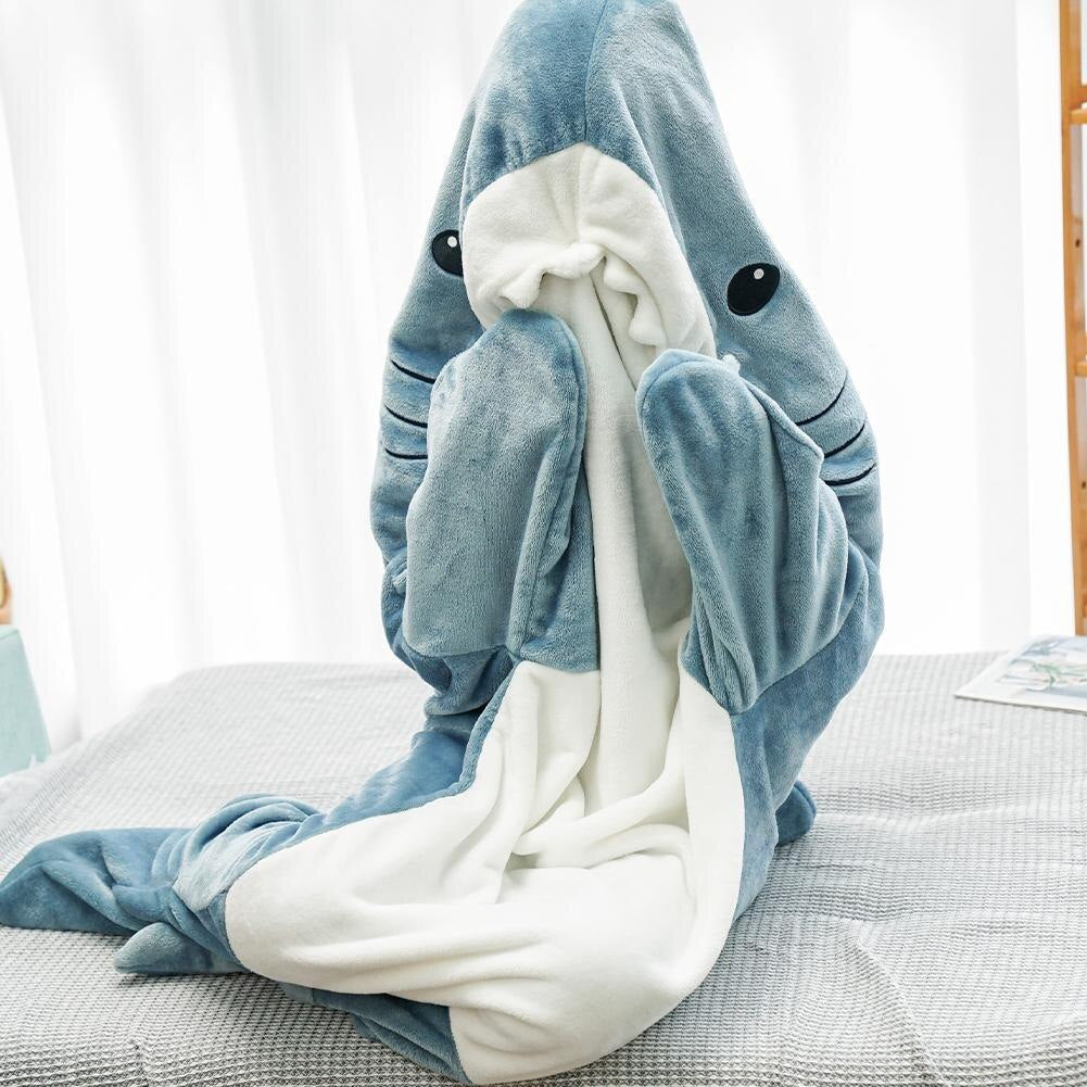 Cartoon Shark Sleeping Bag Pajamas Office Nap Shark Blanket Karakal High Quality Fabric Mermaid Shawl Blanket for Children Adult