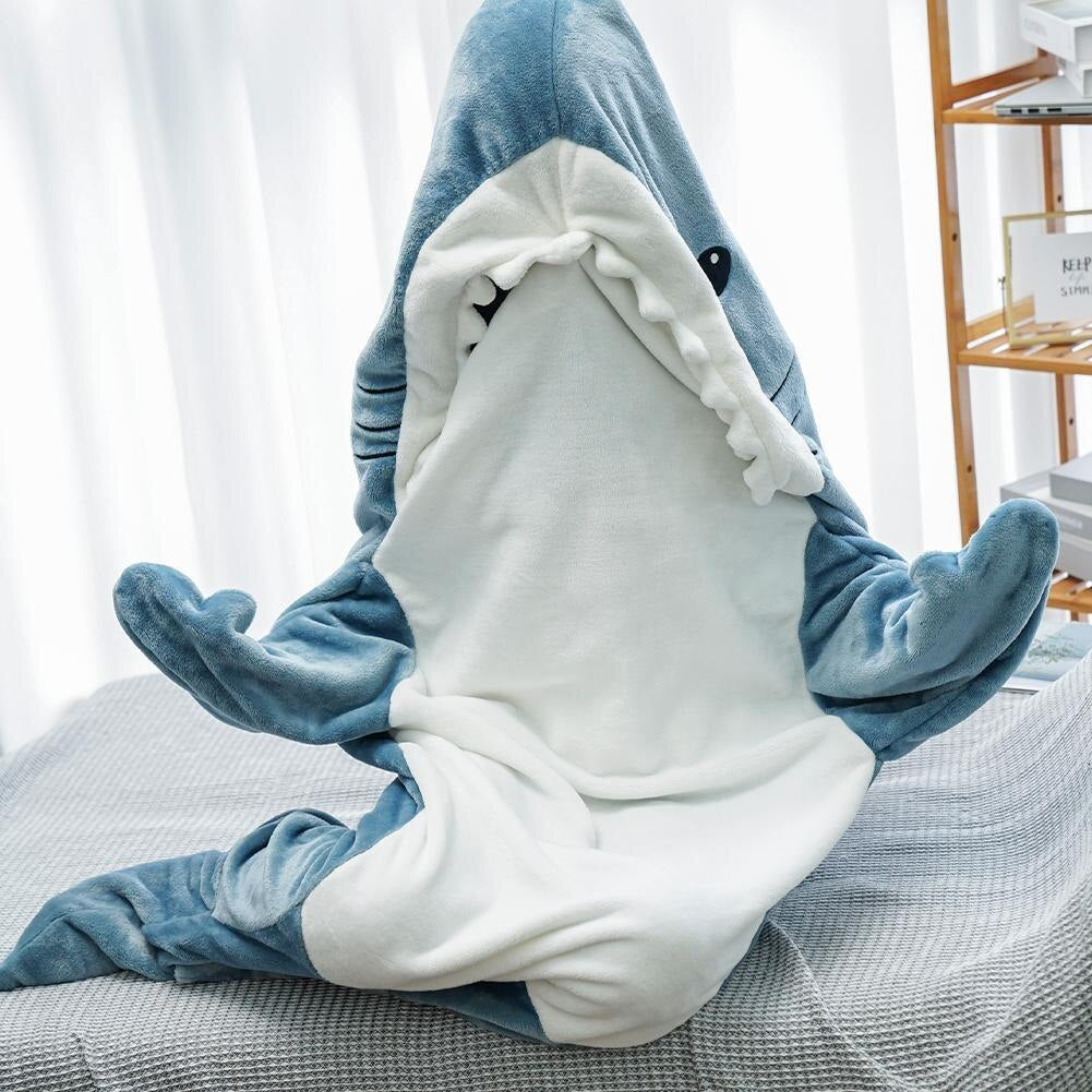 Cartoon Shark Sleeping Bag Pajamas Office Nap Shark Blanket Karakal High Quality Fabric Mermaid Shawl Blanket for Children Adult